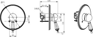 Смеситель встраиваемый Boheme Brillante Ripresa для душа хром 345